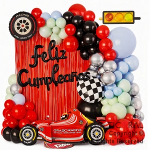 SET DE GLOBOS ARCO XL AUTO DE CARRERA XY 60 UNIDADES
